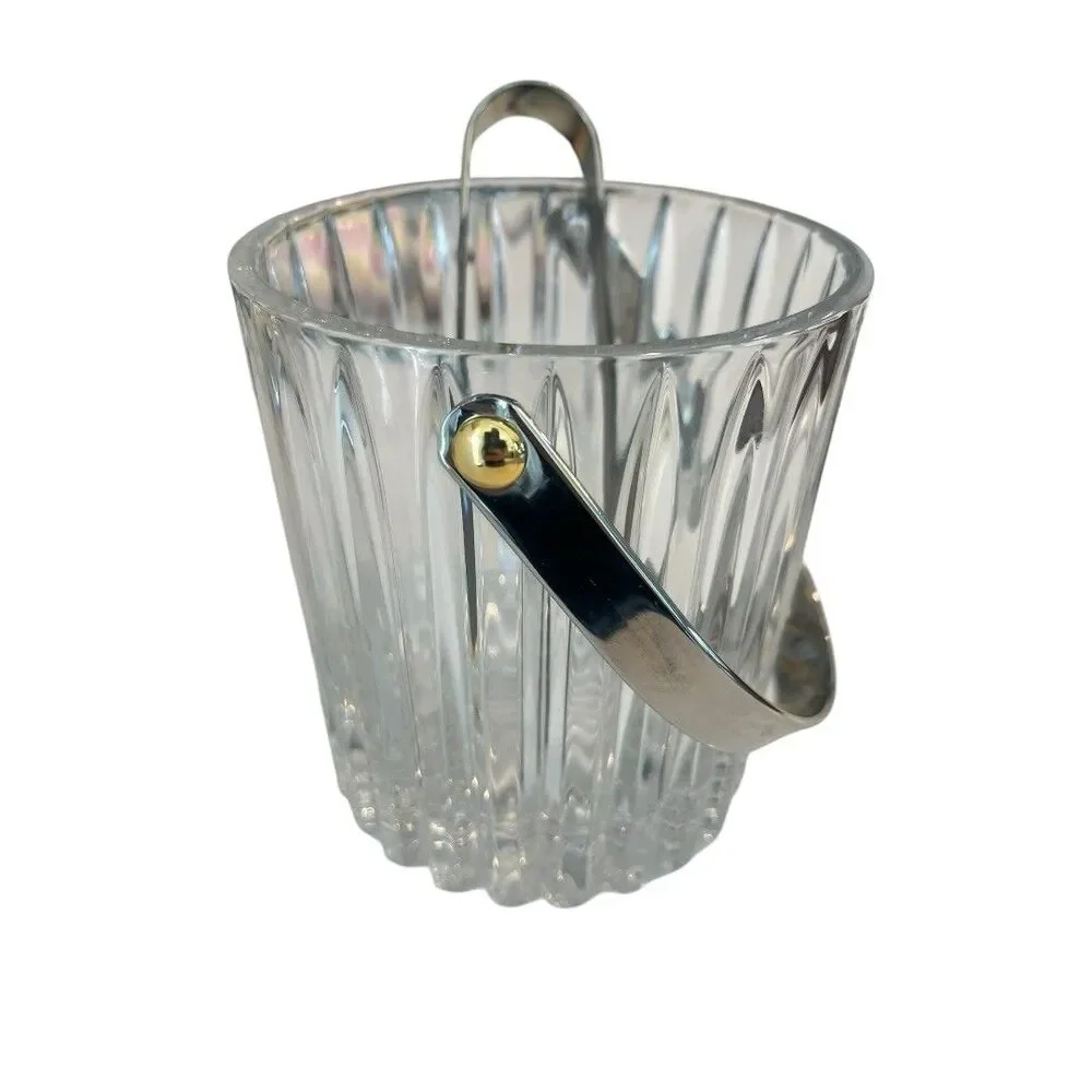 Vintage Mikasa Crystal Wilshire Arctic Lights Ice Bucket w/Tongs